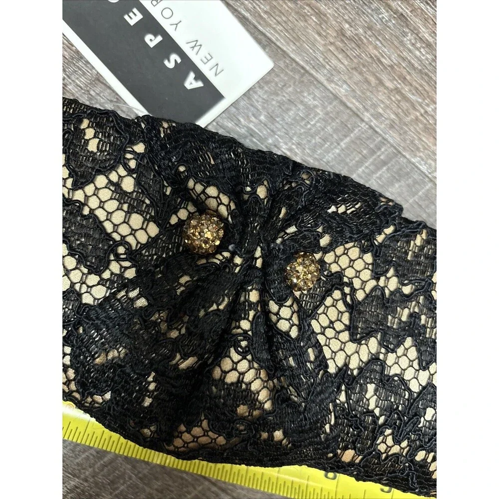 Aspects New York Lisette Black Lace Clutch Purse Zip Lined NEW Rhinestones